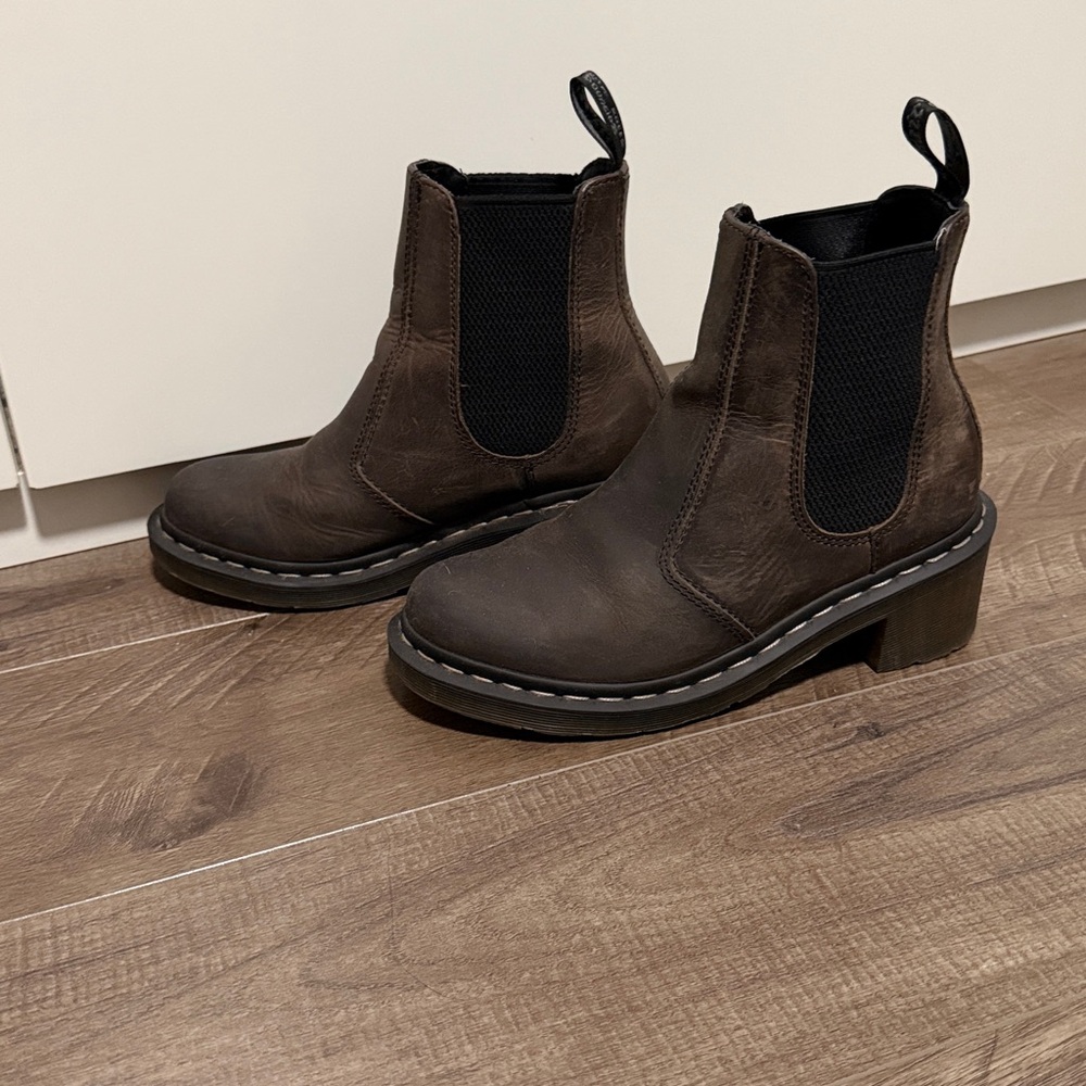 Dr. Martens Brown Leather Chelsea Heel Booties